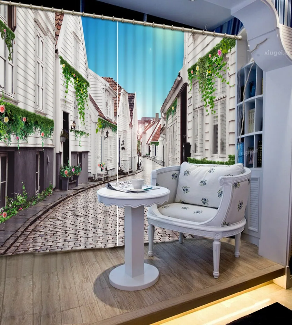 

3D Curtains Drapes European city town Sheer Curtains For The Living room Bedroom Blackout 3D Curtains