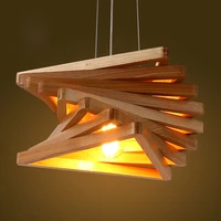 modern brief wood knob pendant light for dinning room and restaurant with e27 lamp 8 pcs triangle woods lamp
