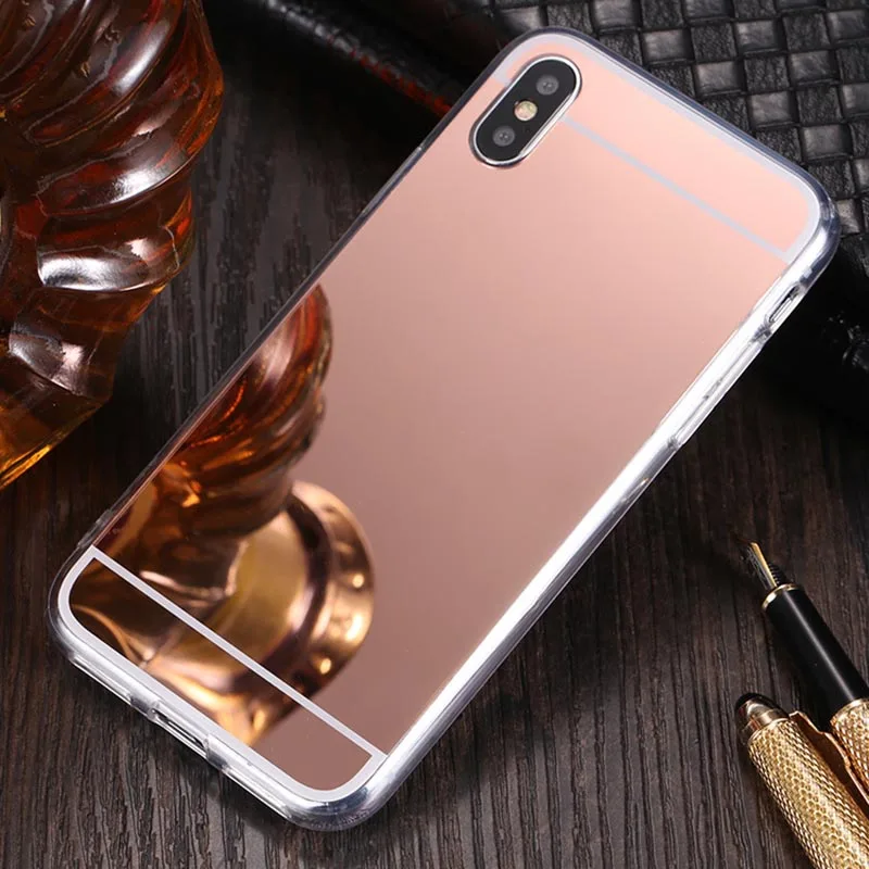 Мягкий силиконовый зеркальный чехол для iPhone 5 5S SE 6 6S 7 8 Plus X XR XS Max Роскошный