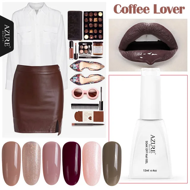 УФ Гель лак Azure серии Coffee Lover 12 мл серый для ногтей светодиодная лампа ногтей|gel polish