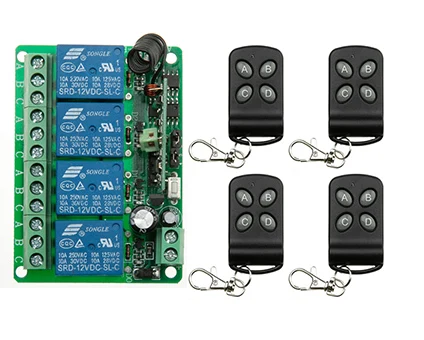 Реле освещения беспроводное 12 В постоянного тока 4 канала 10 А|rf wireless remote control|rf