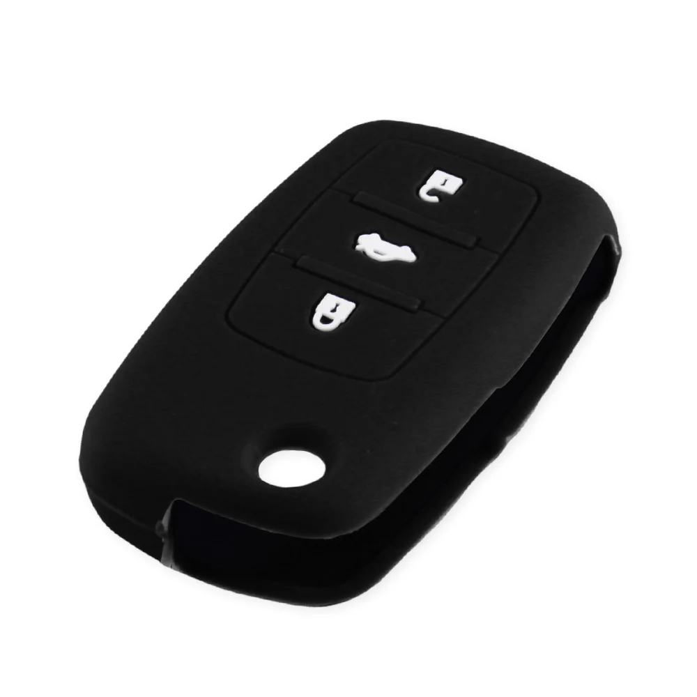 Черный KEYYOU Hot Silicone Car Key Cover Case Shell Fob For VW Golf Bora Jetta POLO GOLF Passat Skoda Octavia A5 Fabia SEAT Ibiza Leon - Название цвета: Черный