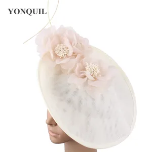 Женский винтажный головной убор, Бежевая Шляпа для церкви и торжественных случаев, аксессуары в стиле Кентукки, Дерби, свадебный головной убор, 2019