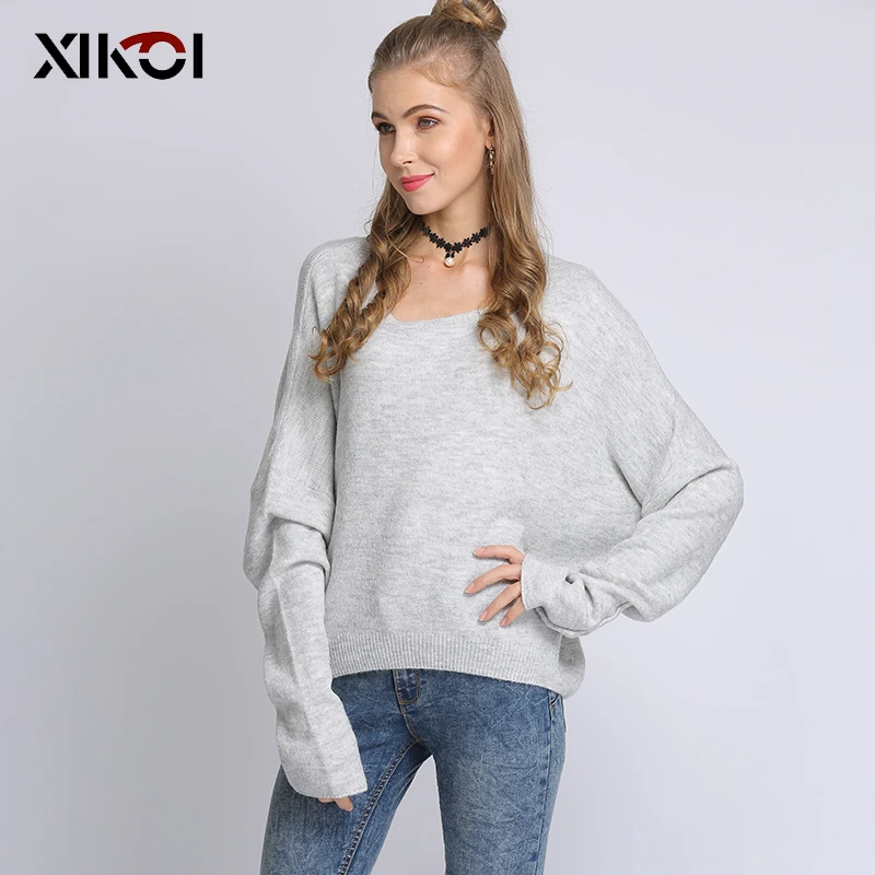 XIKOI/Новинка женские топы и блузки повседневные однотонные пуловеры с круглым