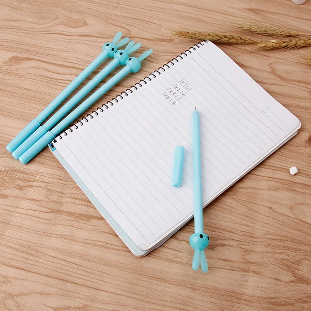 

4Pcs Cute Kawaii Long Ears Rabbit Cartoon Plastic Gel Pen Creative Pen for Girl Student Gift Stationery Office Escolar Papelaria