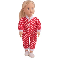 18 inch girls doll clothes cute red polka dot onesie american new born dress baby toys fit 43 cm baby dolls c5