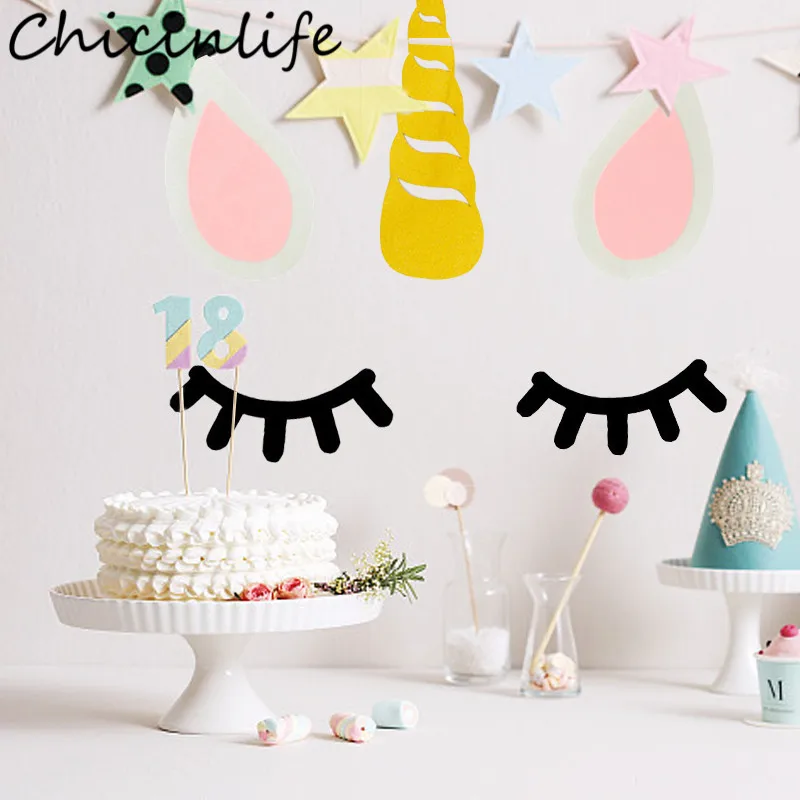 Chicinlife 1 набор Единорог ресницы наклейки фон День Рождения Вечеринка Baby Shower