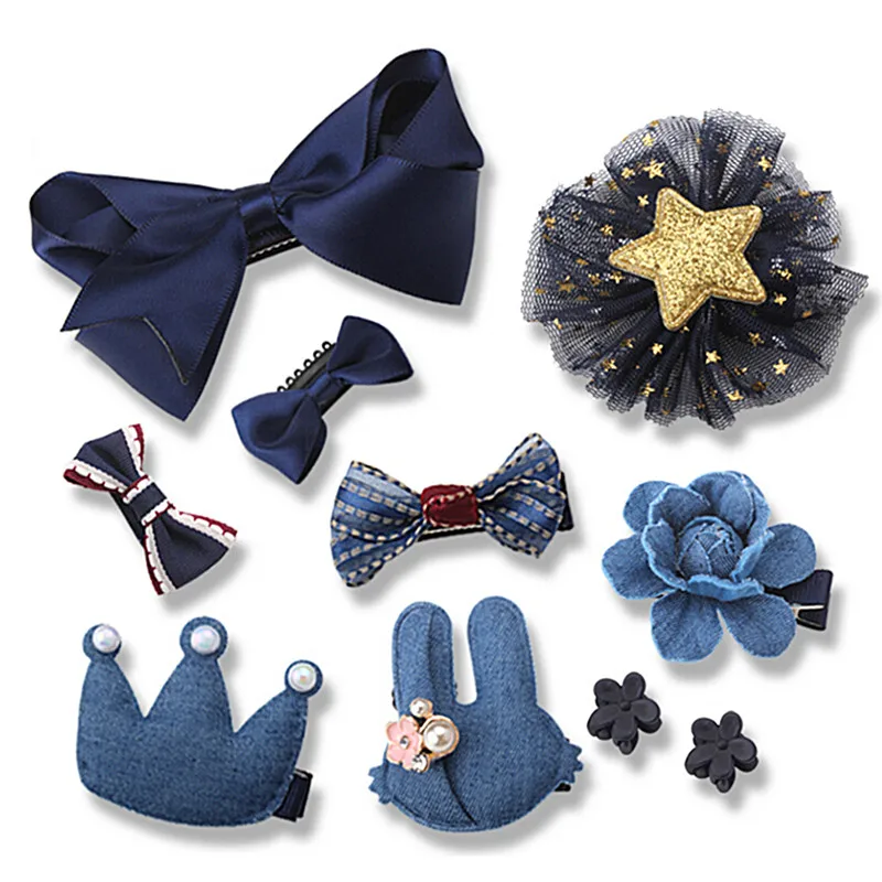 10 шт. заколки для волос с бантом из ленты Заколки заячьими ушками девочек