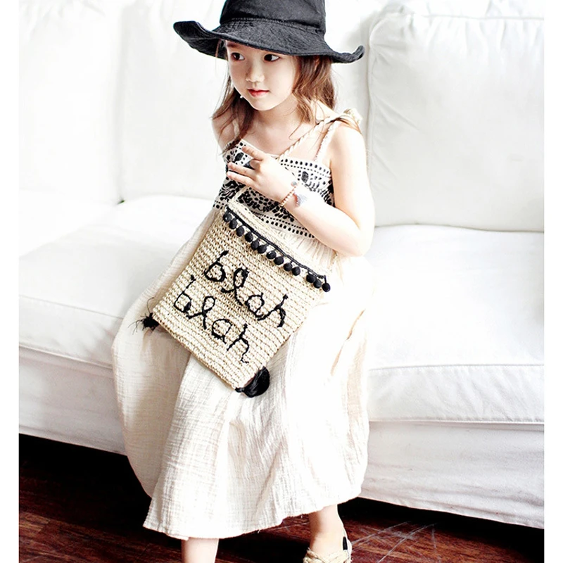 EABoutique Summer Kids Dresses For Girls Bohemian Style Linen Fabric Singlet Long Beach Dress Age 5-12 Year old L521 | Детская одежда и