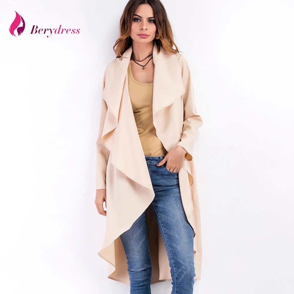 Женское офисное пальто с длинным рукавом Berydress черное элегантное осеннее