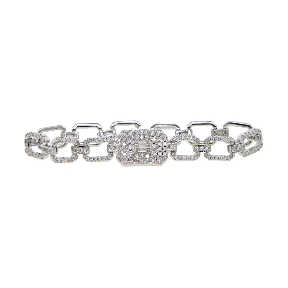 b235 silver Хип-хоп, шикарные, со льдом, кубинская цепь, роскошный бренд, серебряные, золотые браслеты для мужчин и женщин, модные, очаровательные ювелирные изделия - Окраска металла: b235 silver