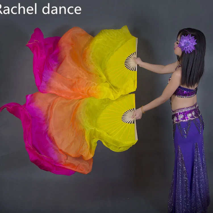 Китайский натуральный 100% шелк восточные танцы веерные вуали градиентные