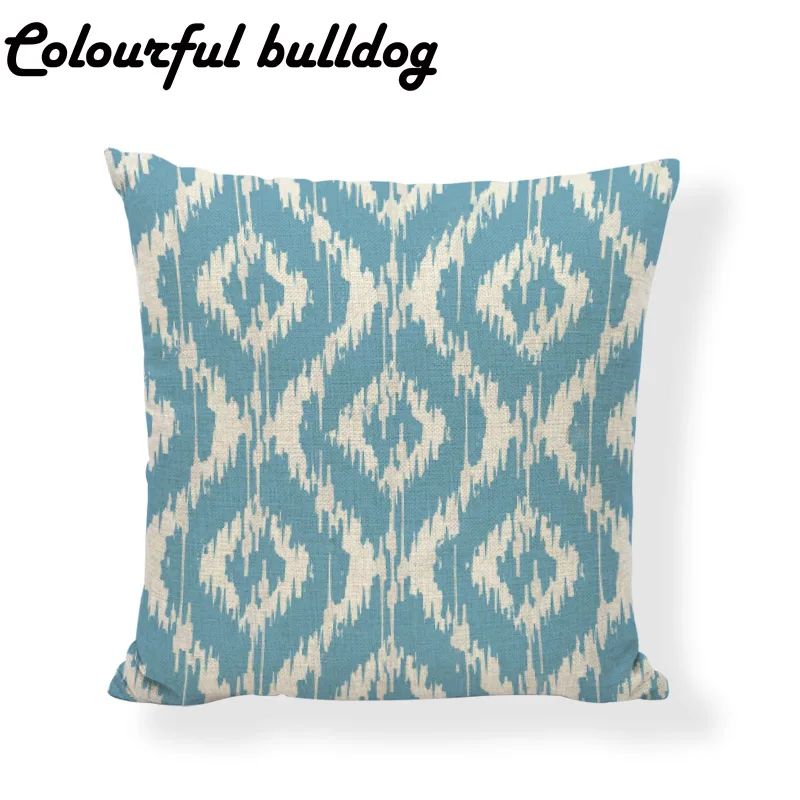 Geometric Cushion Covers 45*45cm Abstract Colored Line Figures Linen Material Office Home Living Room Sofa Decor Pillow Case | Дом и сад