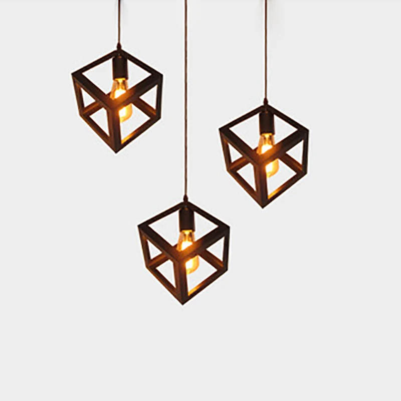 Современный квадратный железный подвесной светильник в стиле арт-деко освещение