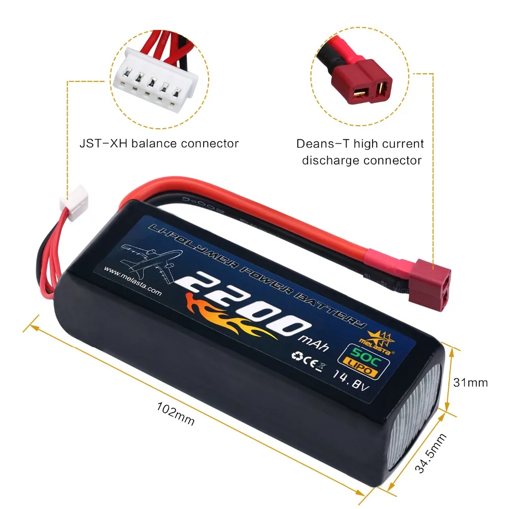 MELASTA 14 8 V 2200mAh 50C 4S RC LiPo аккумулятор с разъемом Deans T для радиоуправляемого самолета