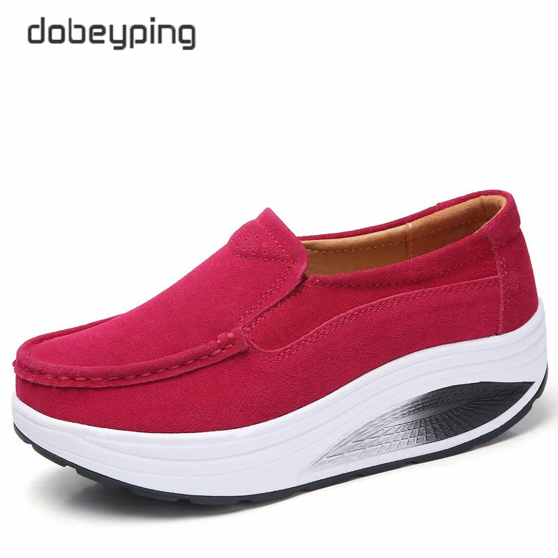 Rose Red Dobeyping/Новинка; сезон весна-осень; женская обувь без шнуровки; женские лоферы из натуральной кожи; женская обувь на плоской платформе; мокасины; женская обувь - Цвет: Rose Red