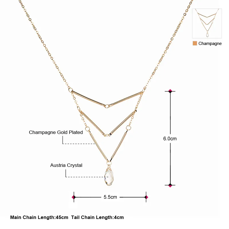 Neoglory австрийский кристалл длинный кулон ожерелье элегантные Геометрические