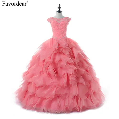 Favordear/бальное платье принцессы с рукавами крылышками праздничное Vestido De 15 Anos lace