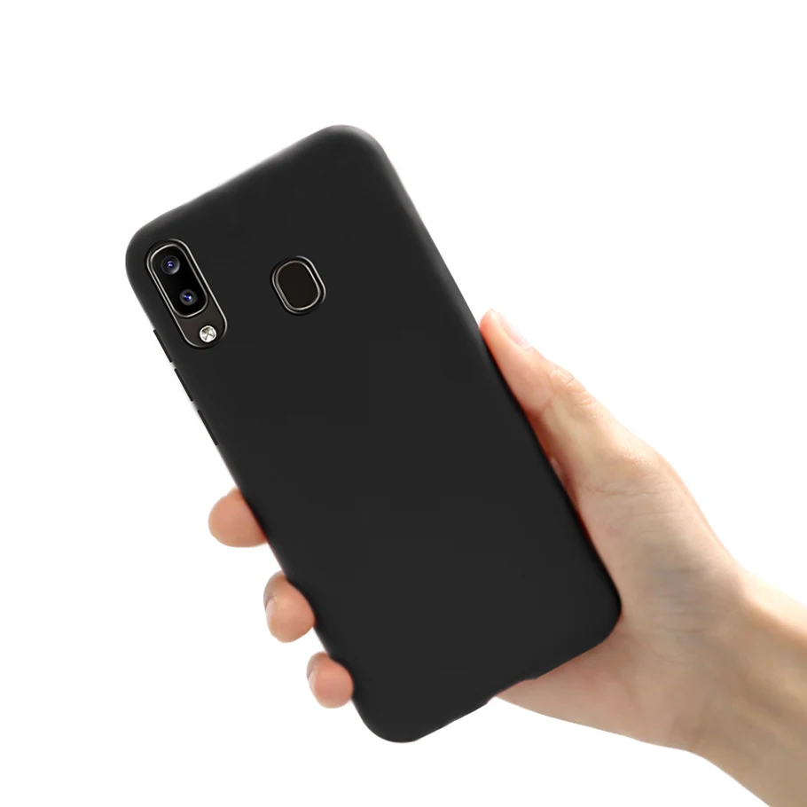 Милый мягкий чехол для Samsung A20 силиконовый Galaxy Одноцветный бампер |