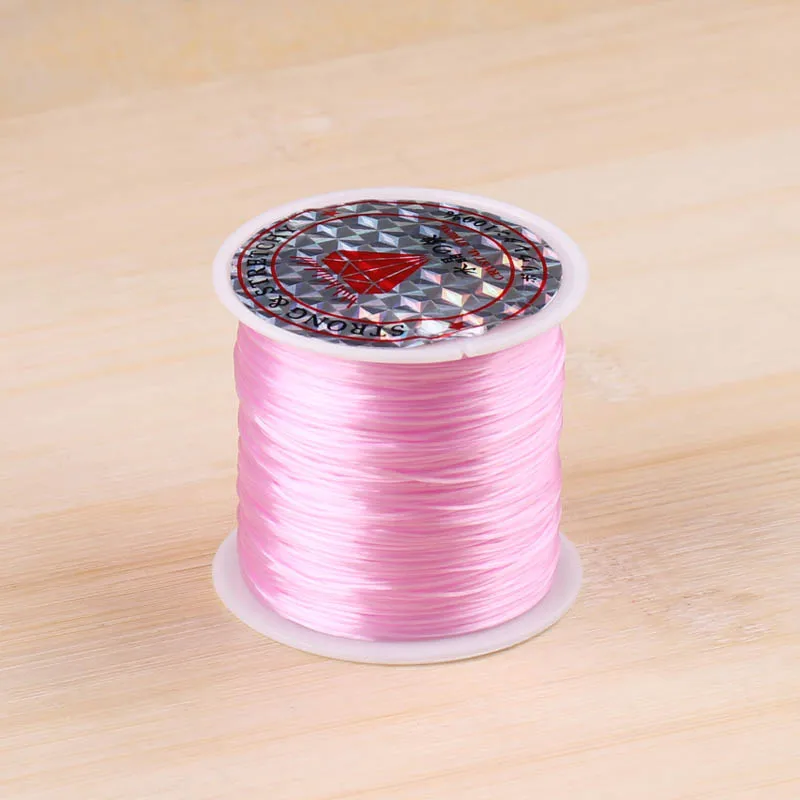 Pink Diy ювелирные аксессуары в виде бусин кристалл линия браслет на эластичной веревке бисером канатная Резиновая лента эластичная линия - Цвет: Pink