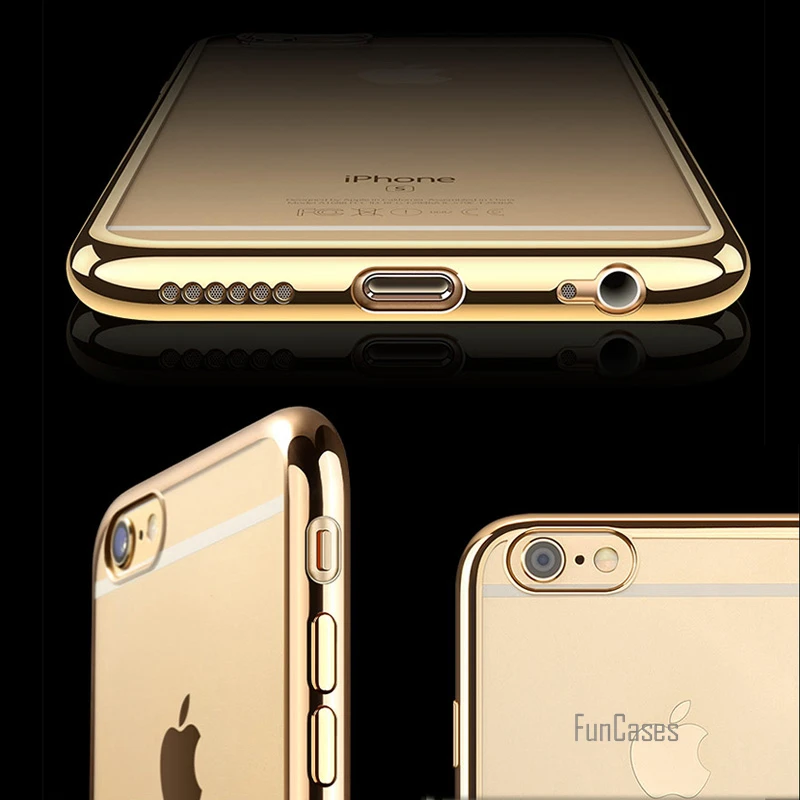 Роскошный мягкий силиконовый чехол для iPhone 5 5S 5C SE 6 S 7 Plus позолоченная Гибкая