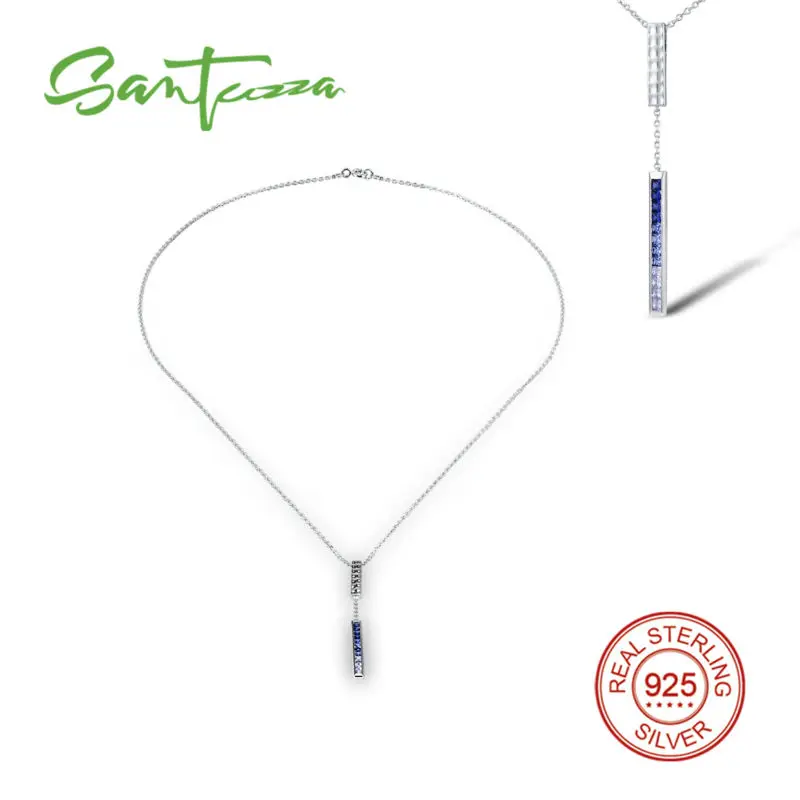 Silver Necklace Chain for Woman Created-Sapphires Pure 925 Sterling Party Fashion Jewelry | Украшения и аксессуары