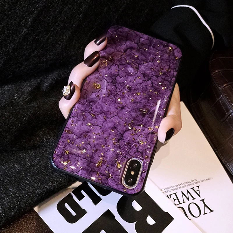 Для iphone XS X 10 XR Max ретро золотой фольги мрамор мягкий силиконовый блестящий чехол