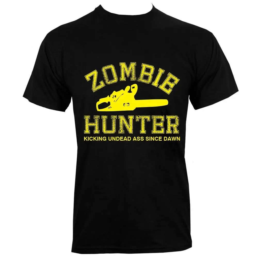 

Zombie Hunter Men's Black T-Shirt Funny Clothing Casual Short Sleeve T shirt Summer 2018 100% Cotton