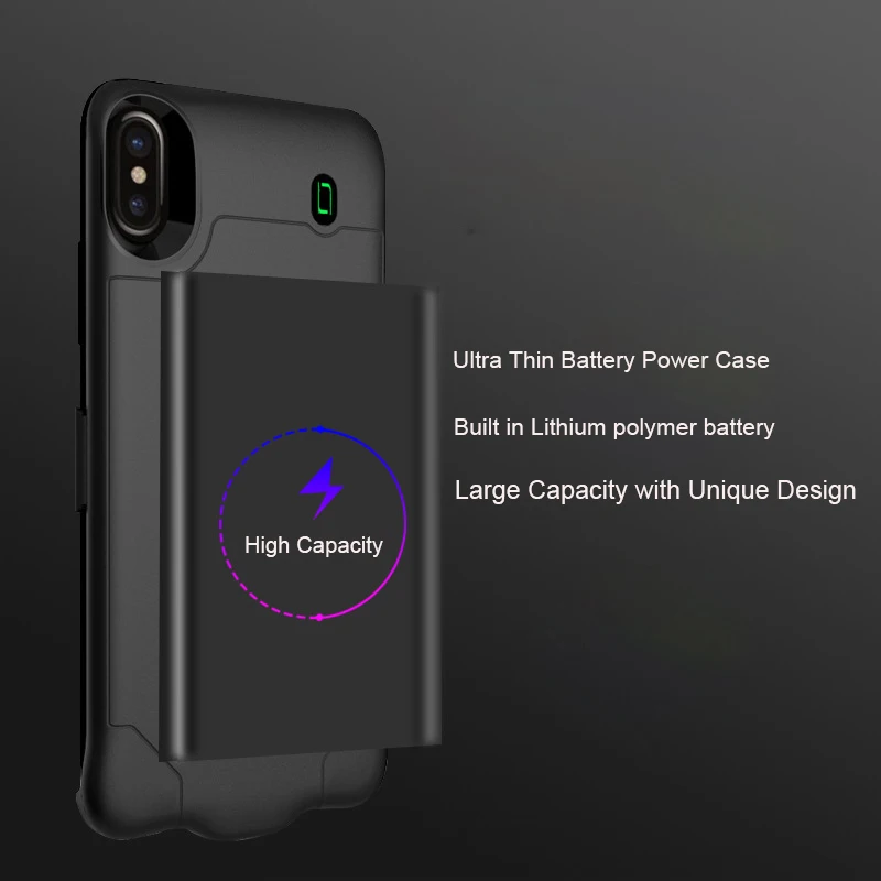4000 мАч/6000 мАч для iPhone X чехол зарядного устройства мобильного телефона резервного