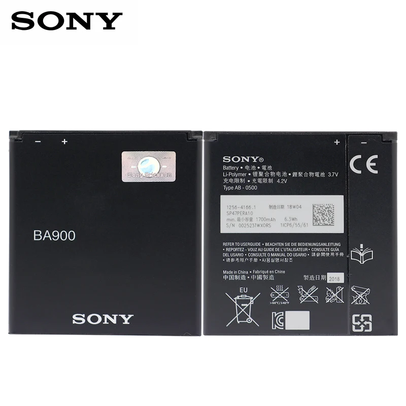 Оригинальный аккумулятор для телефона Sony BA900 SONY Xperia E1 S36H ST26I AB 0500 GX TX LT29i SO 04D C1904 C2105