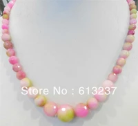 fashion style diy 6 14mm faceted round pink multicolor kunzite jades round chalcedony stone beads chain tower necklace ge4139