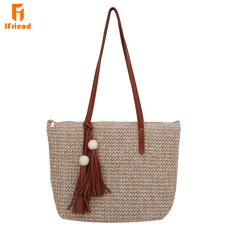 Ifriend Durable Weave Straw Beach Bags Linen Woven Bucket Women Bag Grass Casual Tote Handbags Knitting Rattan Sac femme | Багаж и сумки