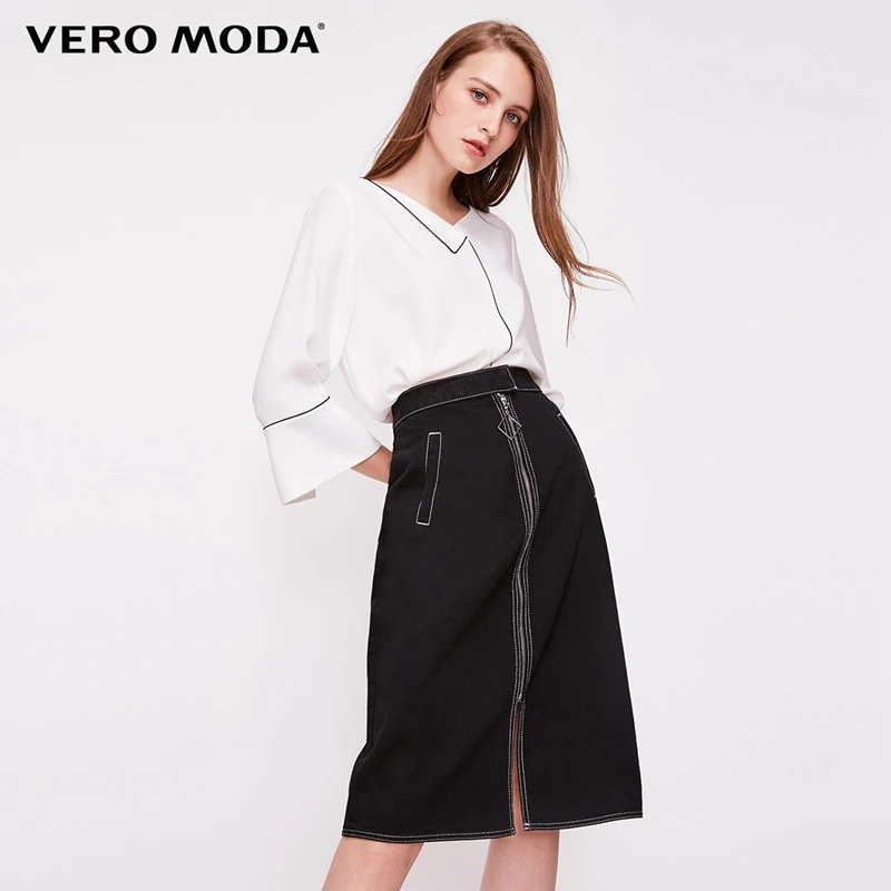 Vero Moda New Women's Decorative Zip A-lined Denim Skirt | 318337519