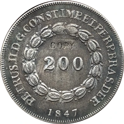 1847 Бразилия 200 Reis КОПИЯ монет|Безвалютные монеты| |
