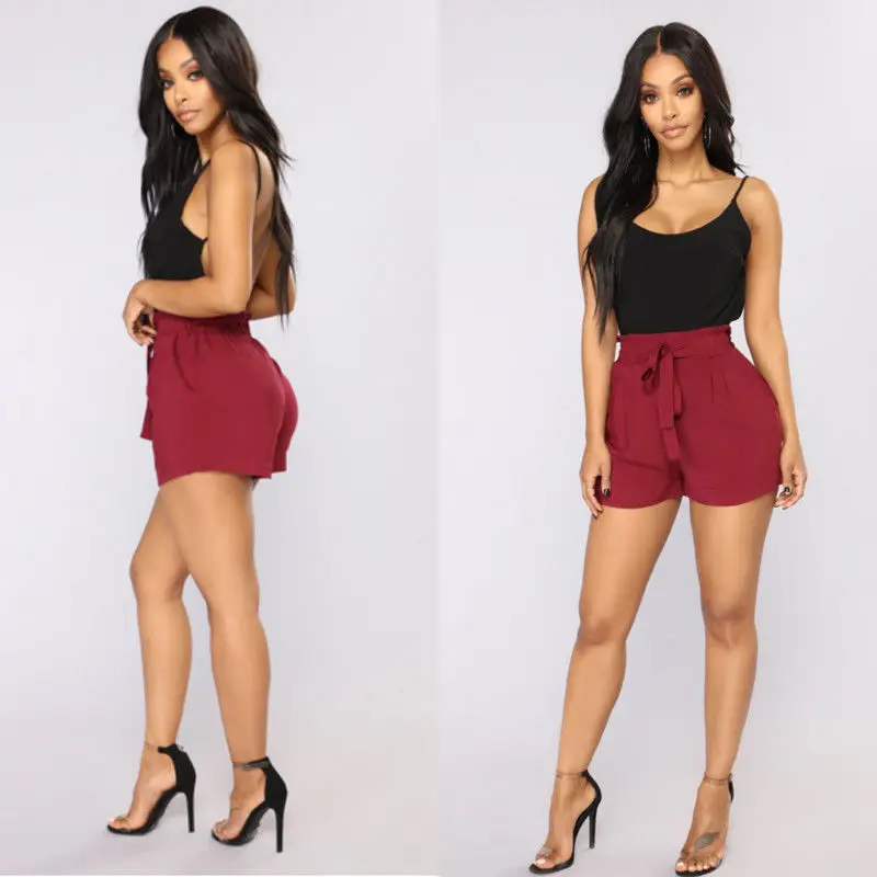 

MeiHuiDa 2018 Summer New Style Fashion Casual Women Hot Solid Loose Shorts Bow Beach High Waist Short