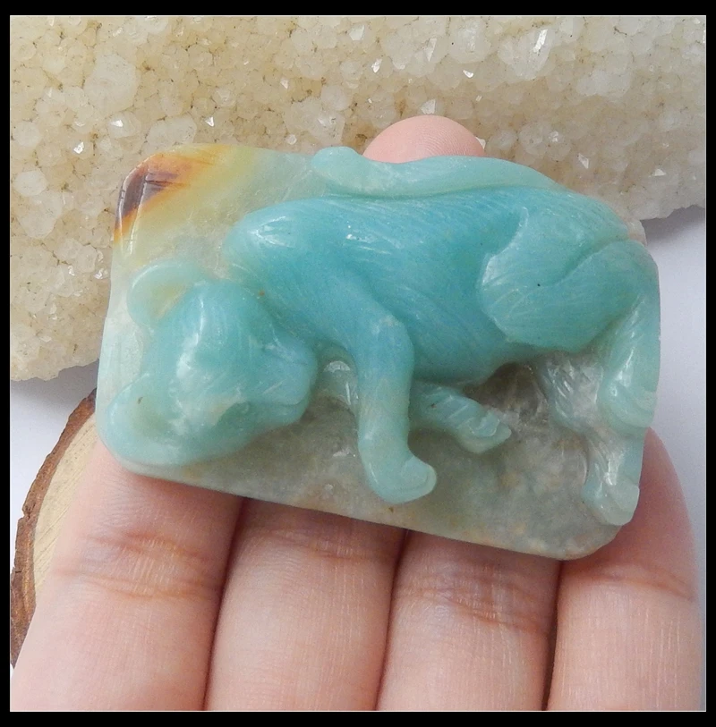 Специальная Распродажа! Натуральный Камень Амазонит резьба животное ручной