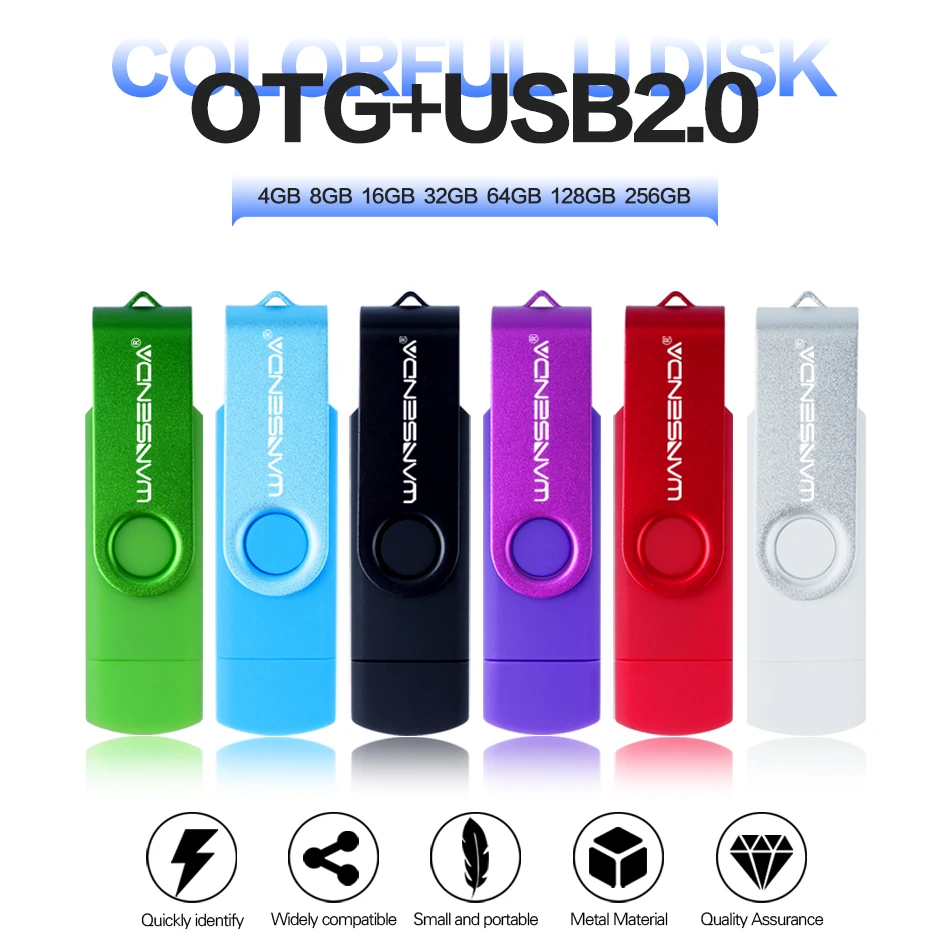 Быстрая скорость Wansenda 256 ГБ 128 Гб 64 Гб OTG USB флеш-накопитель для телефона Android флеш-накопитель 32 Гб 16 Гб Флешка 8 Гб otg USB 2,0 USB флешка