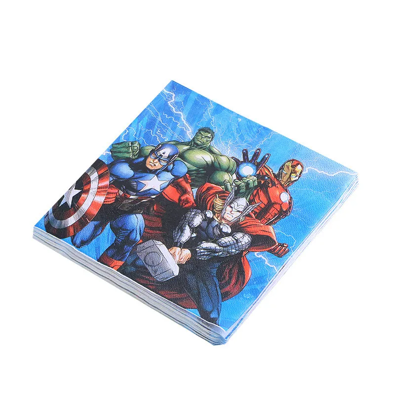 Napkins 20pcs 10 шт./ЛОТТЕ Мстители одноразовая посуда бумажная тарелка торт для попкорна буфетные тарелки украшения на свадьбу на день рождения вечерние принадлежности - Цвет: Napkins 20pcs