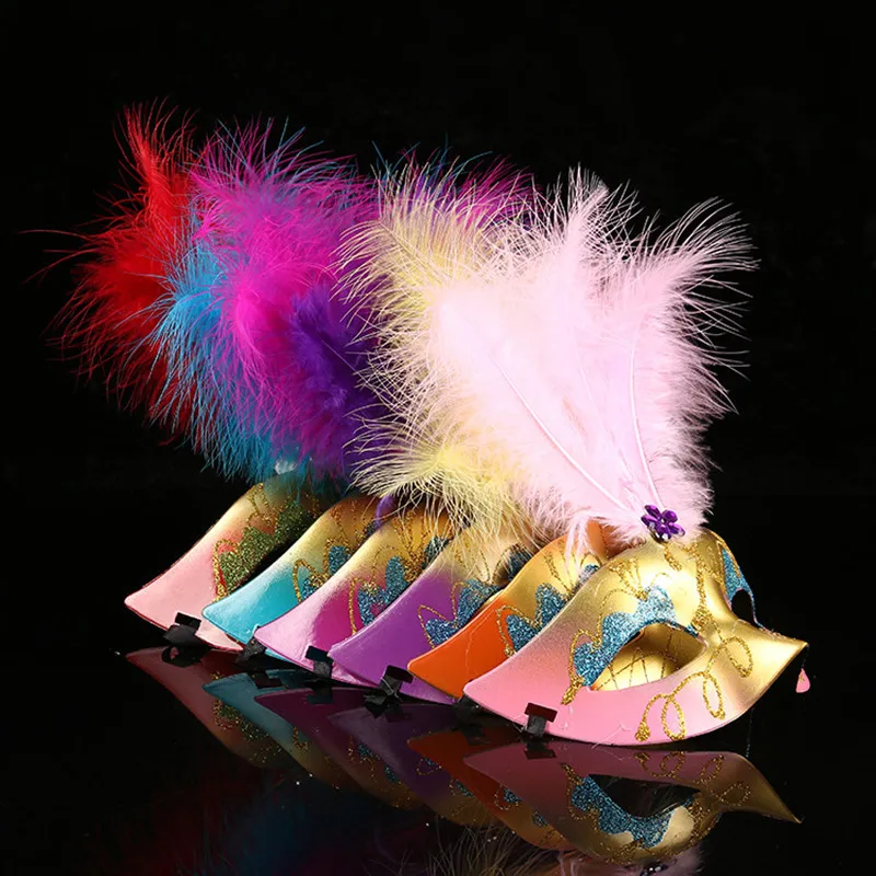 5Pcs/Lot Cool Plastic Halloween Decoration Chicken Feather Face Masks Adults for Women Girl Fancy Dress Ball Party Props Funny | Дом и сад
