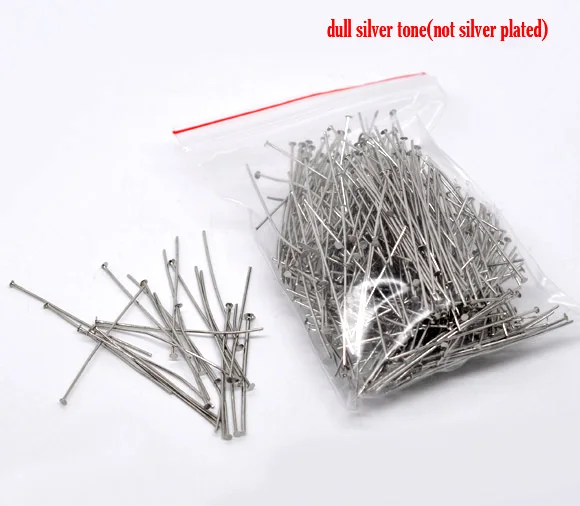 

90PCs Silver Color Head Pins 0.7x50mm(21 gauge) new