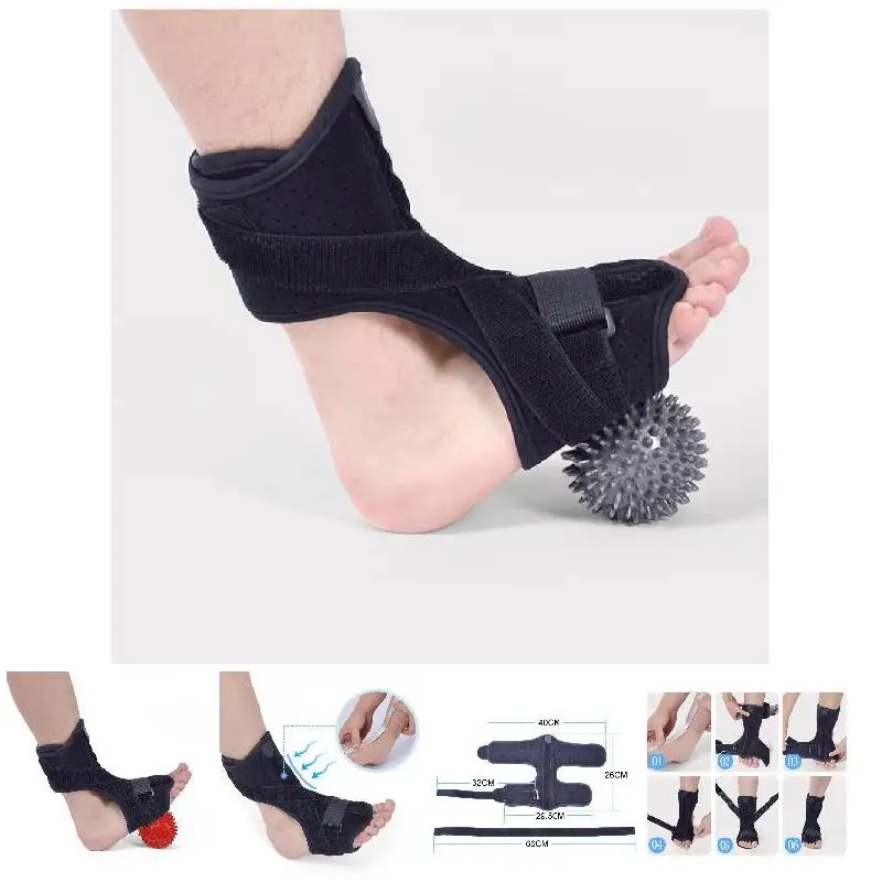 

Hot Adjustable Foot Drop Orthosis Brace Support Foot Arch Shock Absorber Bandage with Spiky Massage Ball DO2