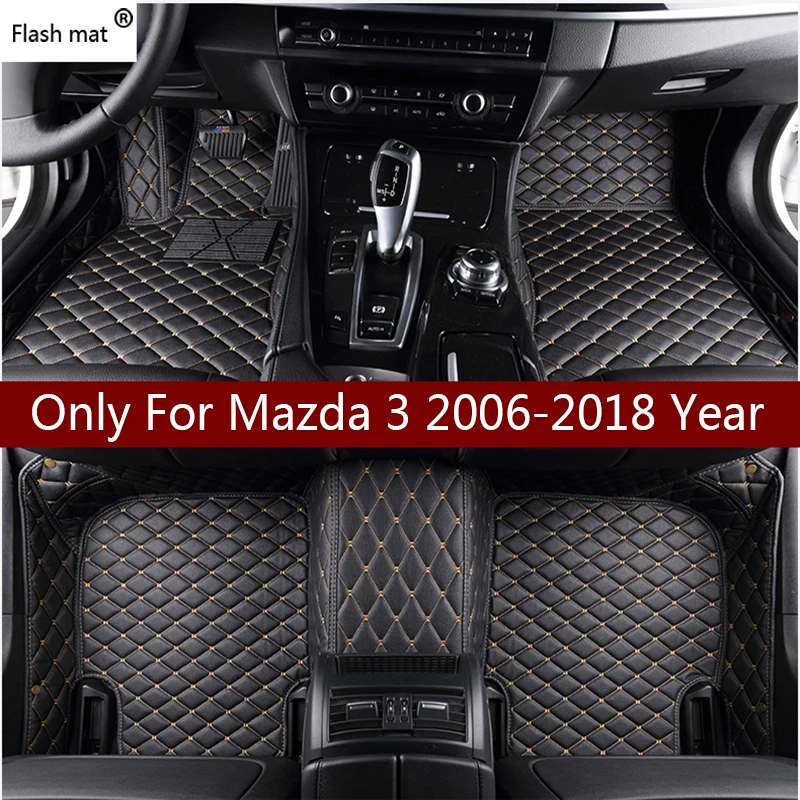Flash Mat кожаные автомобильные коврики для Mazda 3 323 2006-2013 Пользовательские Авто коврик для ног автомобильный коврик крышка