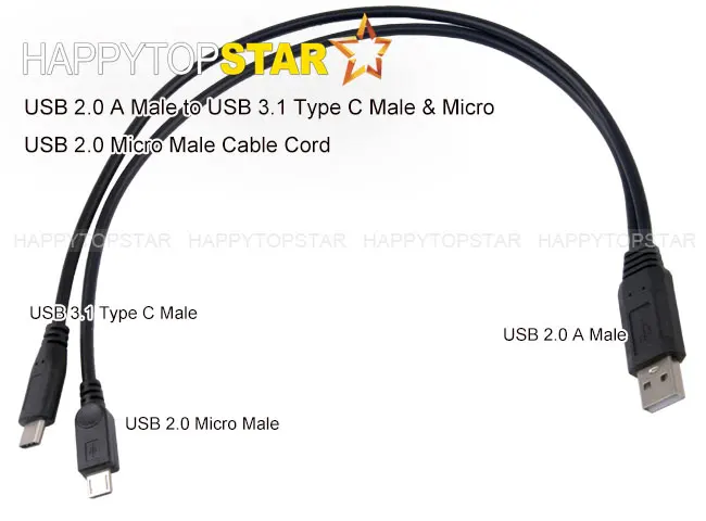 Адаптер переходник 2 в 1 USB 0 A Male к 3 Type C & Micro шнур для Mac Book Huawei Chromebook|usb to usb|cable usb a