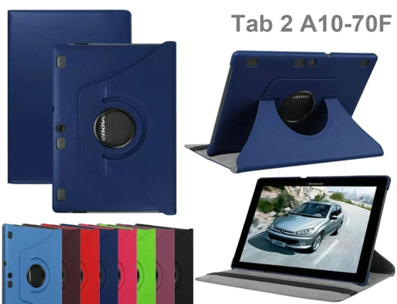 Rotating 360 Degree Luxury Folio Stand Leather Case Cover +2x Films +1x Stylus For Lenovo Tab 2 A10-70 Tab2 A10-70F A10-70LC | Компьютеры