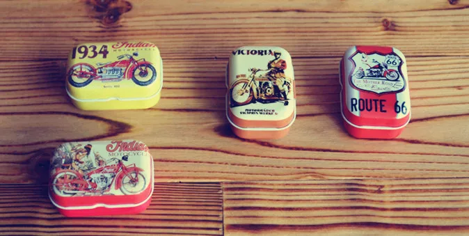 32 шт./кор. Винтаж мотоцикл дизайн коробка олова металла монета Saver небольшие