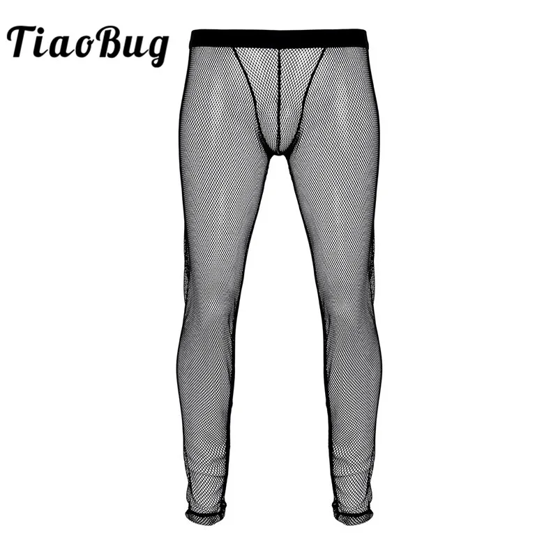TiaoBug мужские мягкие прозрачные эластичные брюки сетки для дома и отдыха
