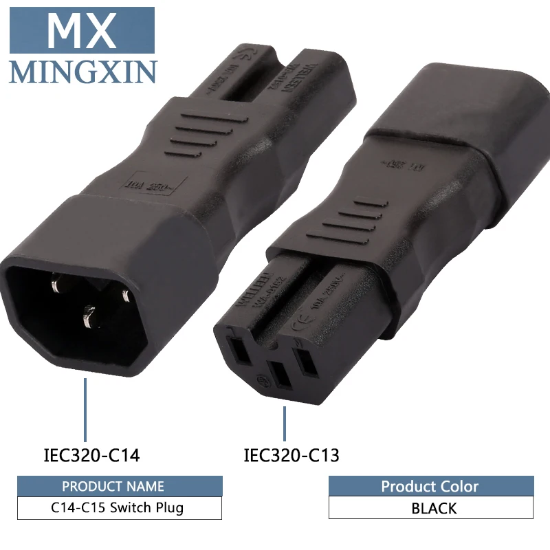IEC320 C14 на C15 розетка источника питания переменного тока штепсельная адаптер