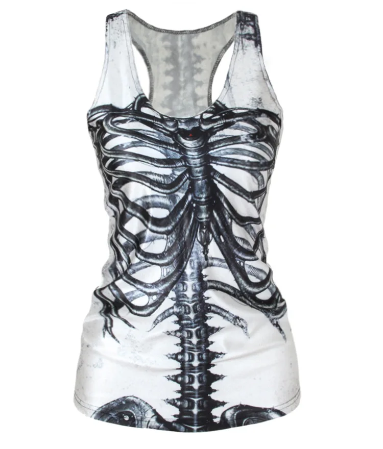 Женский Летний жилет с принтом черепа сексуальная майка объемными цветами