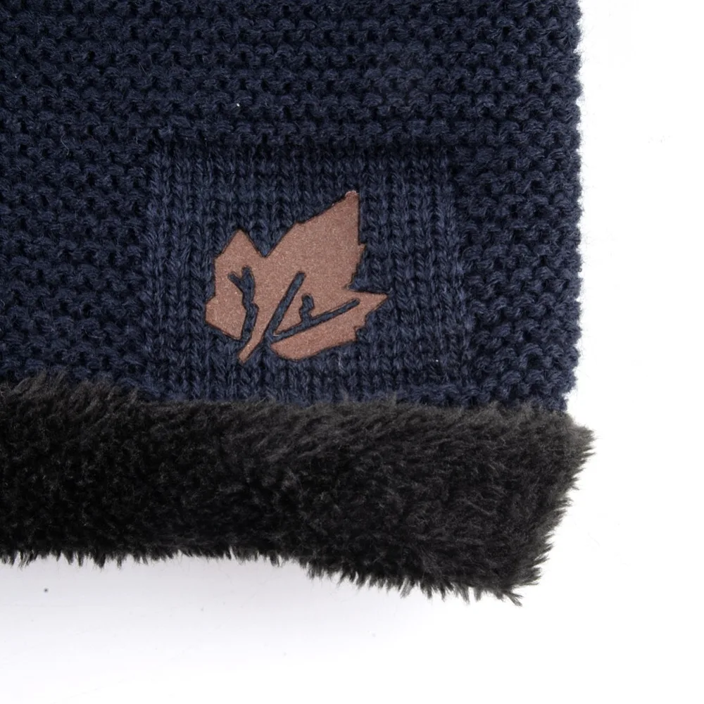 Шапка и шарф мужские зимние вязаная шапка из плотного вельвета с принтом