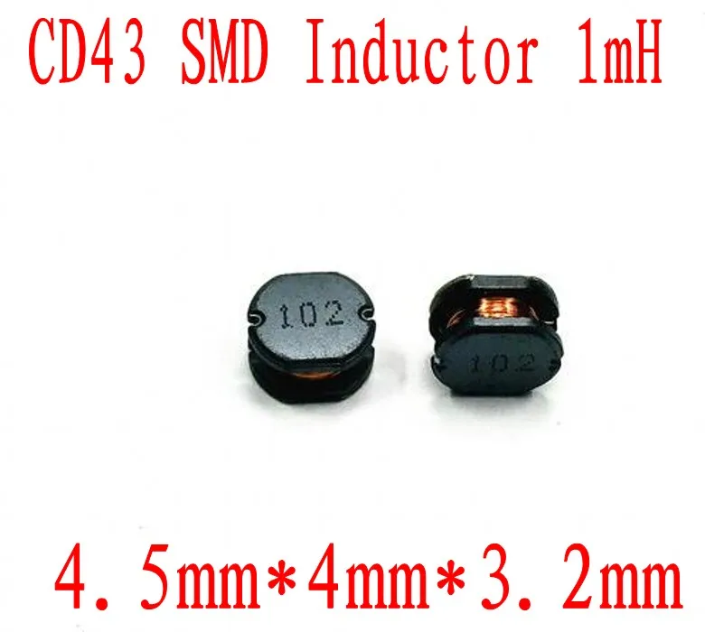 2000 шт./лот SMD индуктор питания CD43 1MH 102 4 5*4*3 2 мм неэкранированный обмотки |